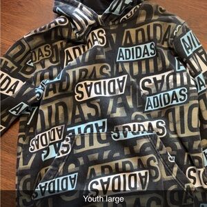 Adidas Black and Blue Hoodie with All-Over Print
